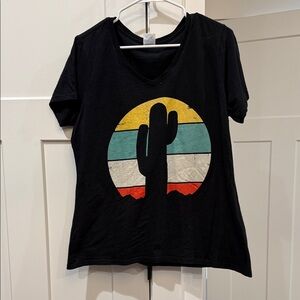 Black Cactus Graphic Women's Top